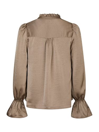 Blusar/Skjortor - Amara heavy sateen bedaz blouse – Dark Taupe