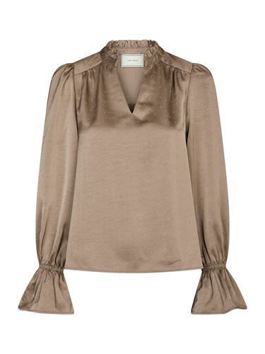 Blusar/Skjortor - Amara heavy sateen bedaz blouse – Dark Taupe