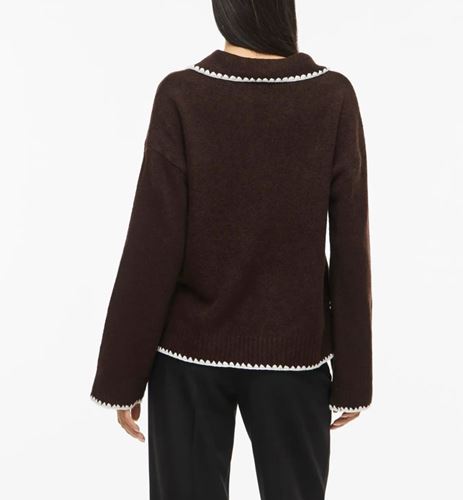 Tröjor/Koftor - Viyazmin detail knit – Coffee bean/White