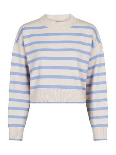 Tröjor&Koftor - Rebekka stripe knit blouse – sand/light blue