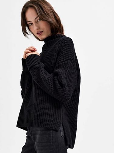 Tröjor/Koftor - Slfselma ls knit pullover – black