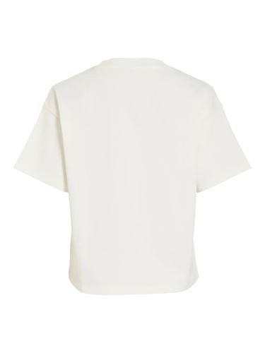 Toppar - Vimonie floral emb o-neck – Snow white/center flower