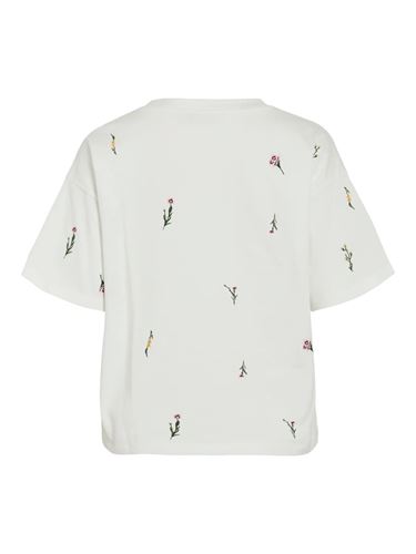 Toppar - Vimonie floral emb o-neck – Snow white/floral