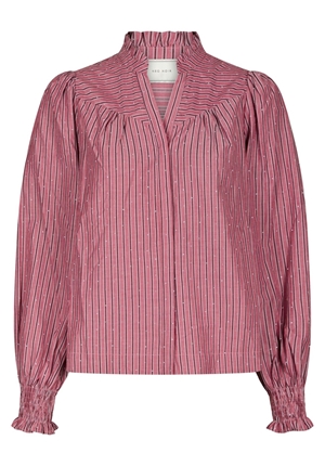 Blusar/Skjortor - Astrida Soft Stripe Stone Blouse – Dark Rose