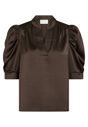 Blusar/Skjortor - Roella heavy sateen blouse – Dark Brown