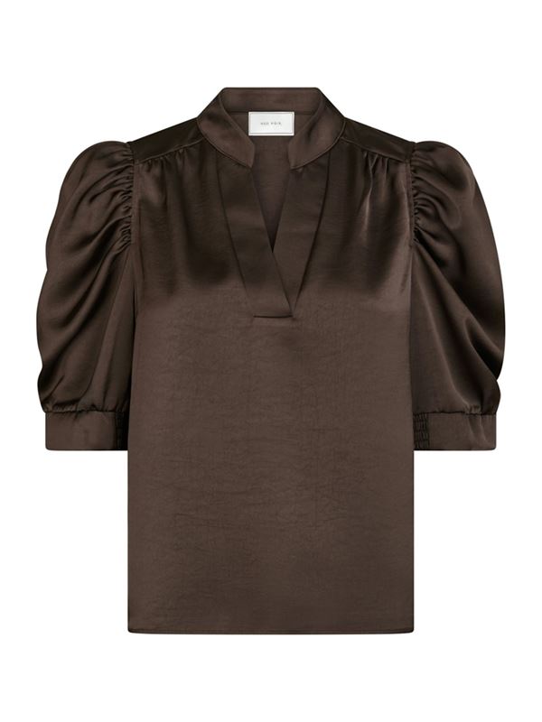 Blusar/Skjortor - Roella heavy sateen blouse – Dark Brown