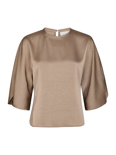Blusar / Skjortor - Liora Heavy Sateen Blouse – Dark Taupe