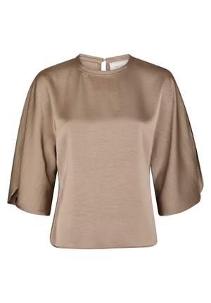 Blusar / Skjortor - Liora Heavy Sateen Blouse – Dark Taupe
