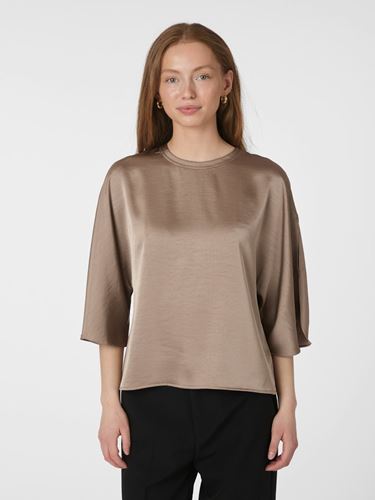 Blusar / Skjortor - Liora Heavy Sateen Blouse – Dark Taupe