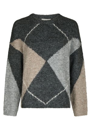 Tröjor/Koftor - Inga check fluff knit blouse – Antracit