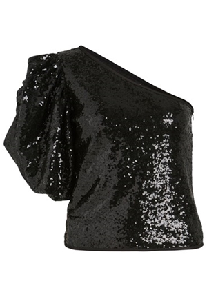 Blusar/Skjortor - Viserena One Shoulder Sequin Top – Black