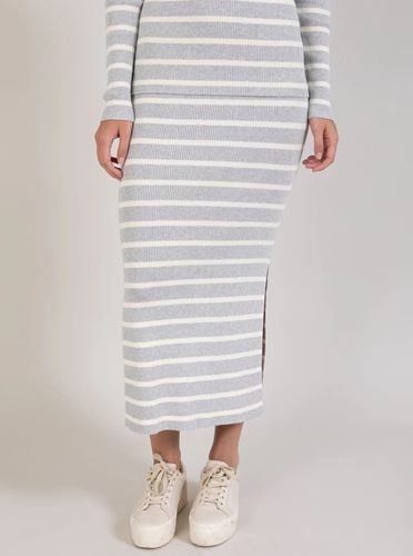 Kjolar - CC Heart elena stripe skirt – grey melange/off white stripes