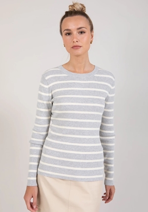 Tröjor/Koftor - CC Heart elena knit blouse – grey melange/off white stripes