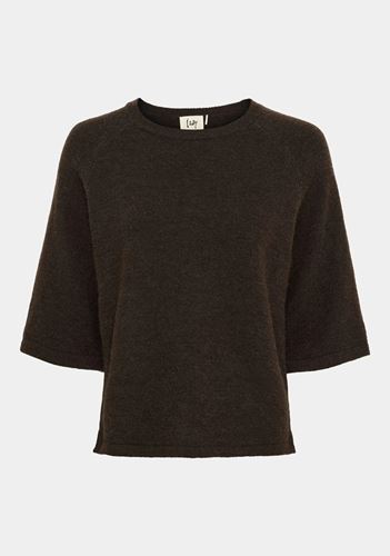 Toppar - Anna ¾ Sleeve Pullover – Dark Brown Melange