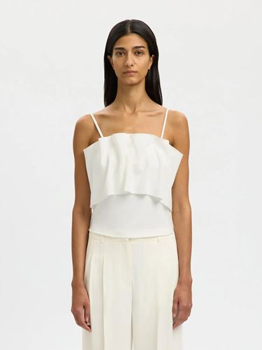 Toppar - Slfvinelle pleated bandeau top – white
