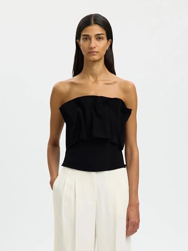 Toppar - Slfvinelle pleated bandeau top – black