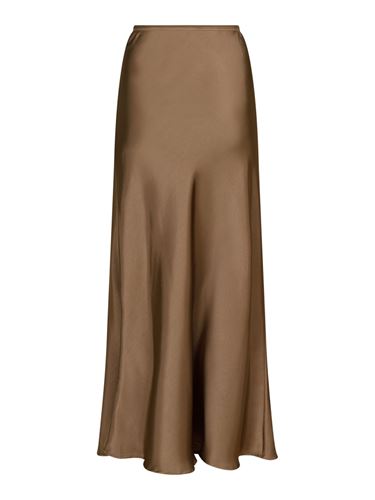 Kjolar - Vicky heavy sateen skirt – Dark taupe