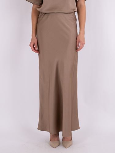 Kjolar - Vicky heavy sateen skirt – Dark taupe