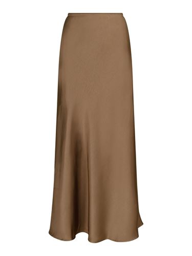 Kjolar - Vicky heavy sateen skirt – Dark taupe
