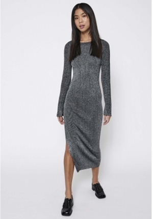 Klänningar - Sherry metallic knit dress – Silver metallic