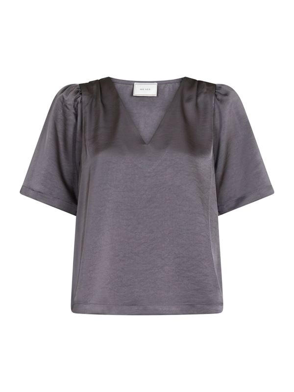 Blusar/Skjortor - Largo Heavy Satin blouse – Dark grey