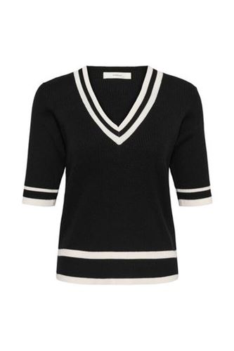 Toppar - LeenahlIW v-neck blouse – Black/Vanilla