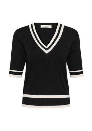 Toppar - LeenahlIW v-neck blouse – Black/Vanilla