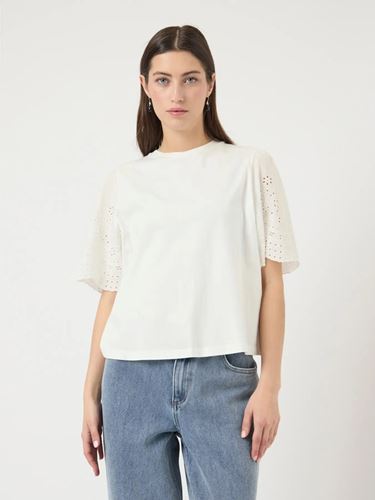 Toppar - Yaslex Top W Emb Sleeves – Star White