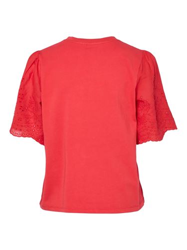 Toppar - Yaslex Top W Emb Sleeves – Fiery Red