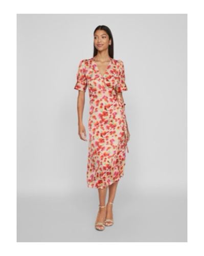 Klänningar - Vinaria s/s wrap midi dress – Poppy red