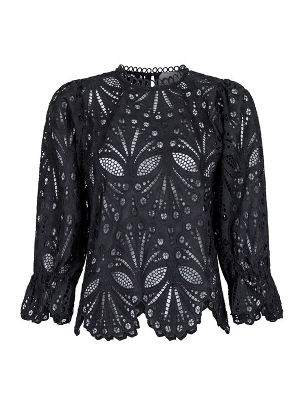 Blusar/Skjortor - Adela embroidery blouse – Black