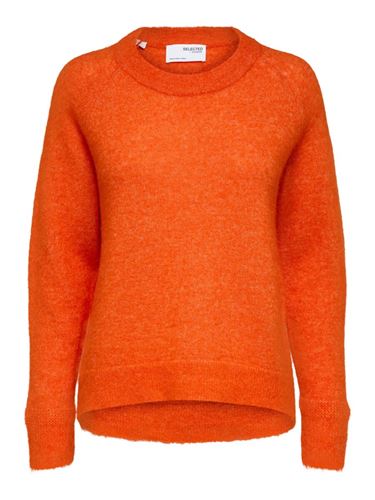 Tröjor&Koftor - Slflulu knit o-neck – orangeade