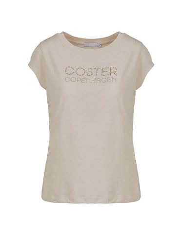 Tröjor/Koftor - T-shirt with coster logo in studs cap sleeve – creme