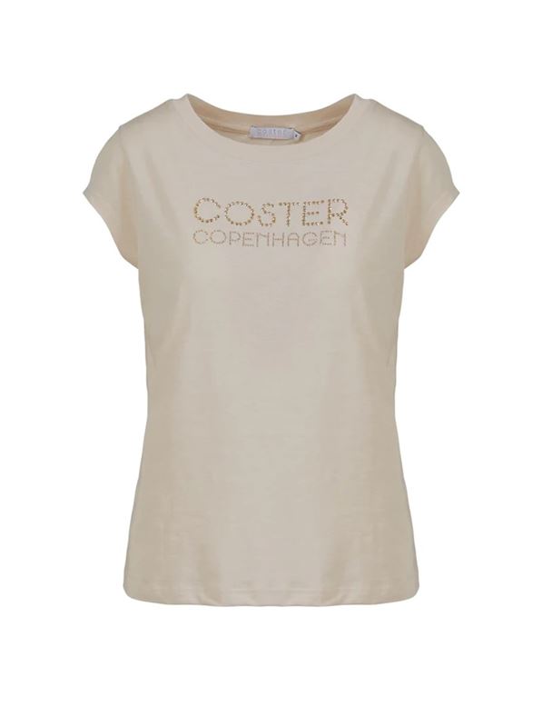 Tröjor/Koftor - T-shirt with coster logo in studs cap sleeve – creme