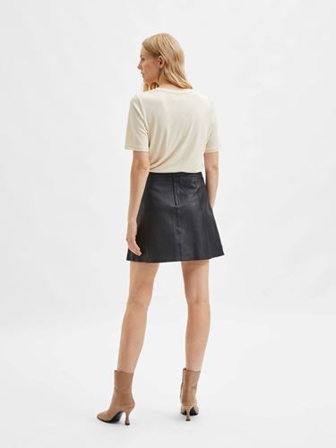 Kjolar - Slfibi mw leather skirt – black