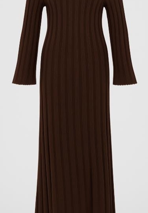 Klänningar - Vicleo highneck ankle knit dress – Coffee bean/melange