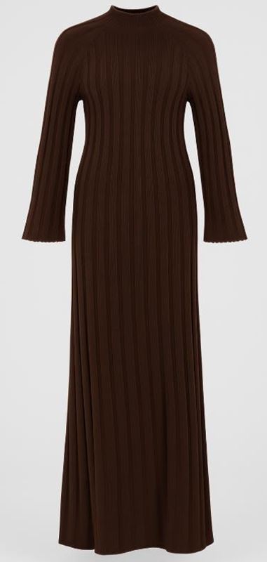 Klänningar - Vicleo highneck ankle knit dress – Coffee bean/melange
