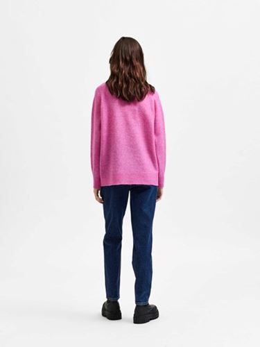 Tröjor/Koftor - Slflulu ls knit high neck - phlox pink