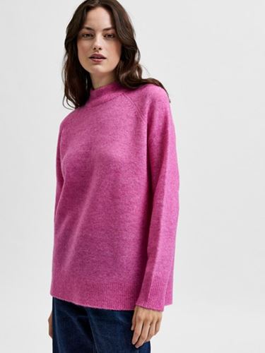 Tröjor/Koftor - Slflulu ls knit high neck - phlox pink