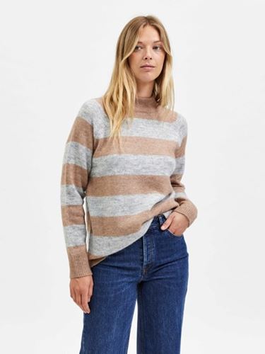 Tröjor/Koftor - Slflulu ls knit high neck – amphora stripe
