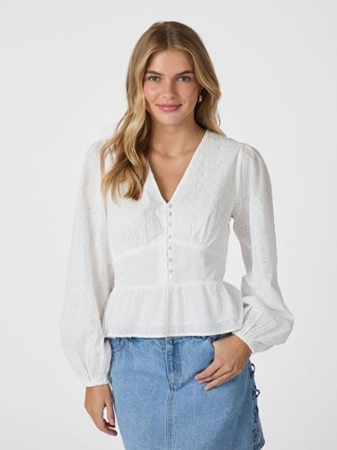 Blusar/Skjortor - Neroni embroidery blouse – White