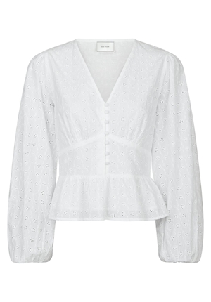 Blusar/Skjortor - Neroni embroidery blouse – White