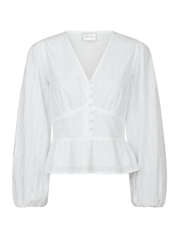 Blusar/Skjortor - Neroni embroidery blouse – White