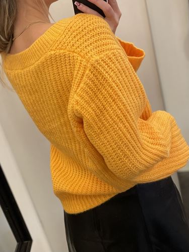 Tröjor/koftor - Fuscia v-neck knit top – orange