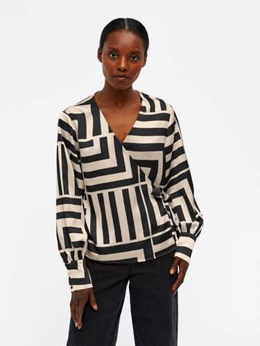 Blusar/Skjortor - Objsateen wrap top black/sandshell