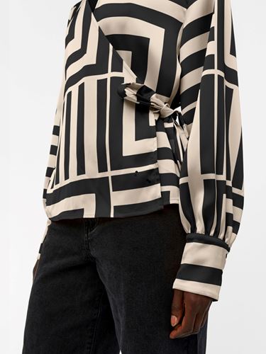Blusar/Skjortor - Objsateen wrap top black/sandshell