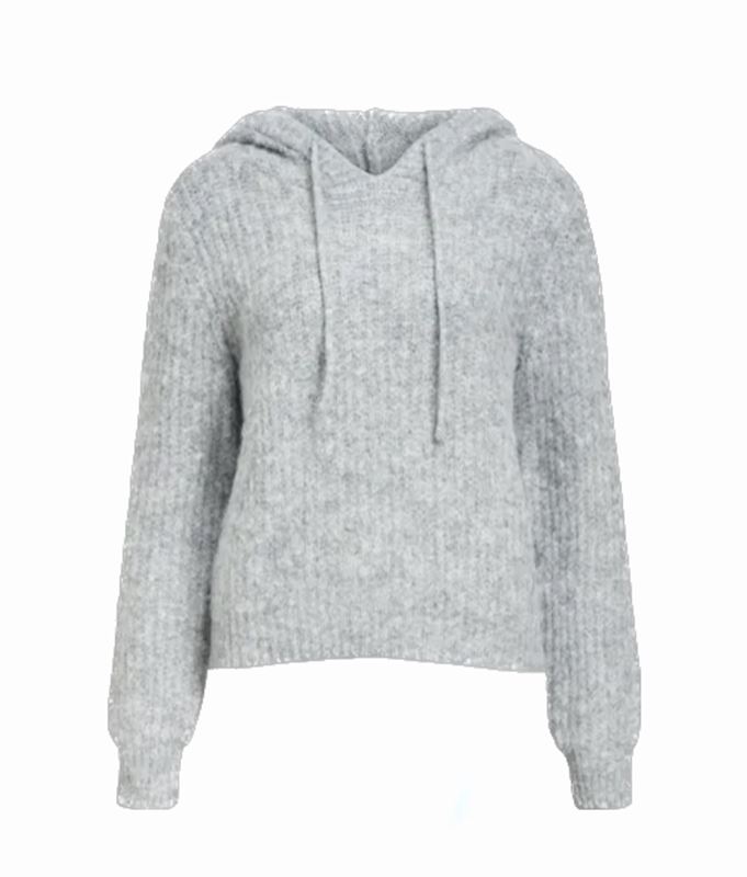 Tröjor/koftor - Objmilu knit hoodie – Light grey