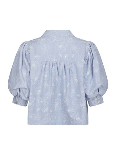 Blusar/Skjortor - Etta flower stripe shirt – Light blue