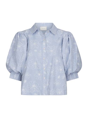 Blusar/Skjortor - Etta flower stripe shirt – Light blue
