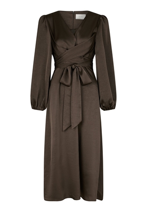 Klänningar - Rimini heavy sateen dress – Dark brown Klänningar - Rimini heavy sateen dress – Dark brown